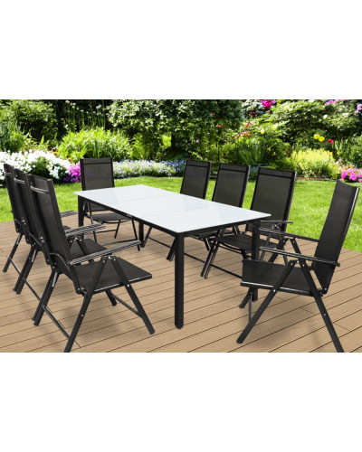 Gartenmöbel Set Alu 9-tlg. 8 Personen Sitzgruppe Bern